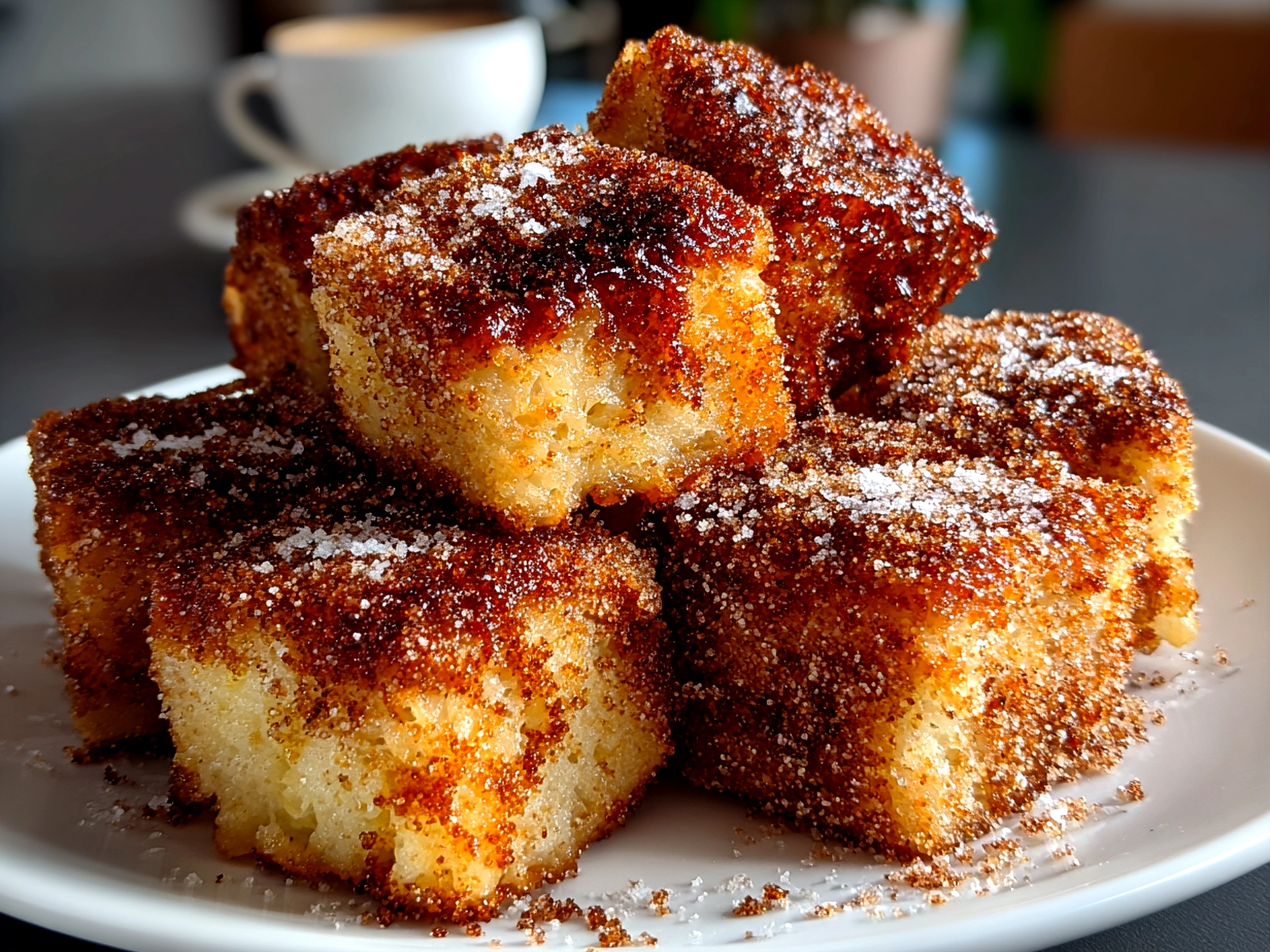 Freshly prepared Cinnamon Sugar Sourdough Churro Bites