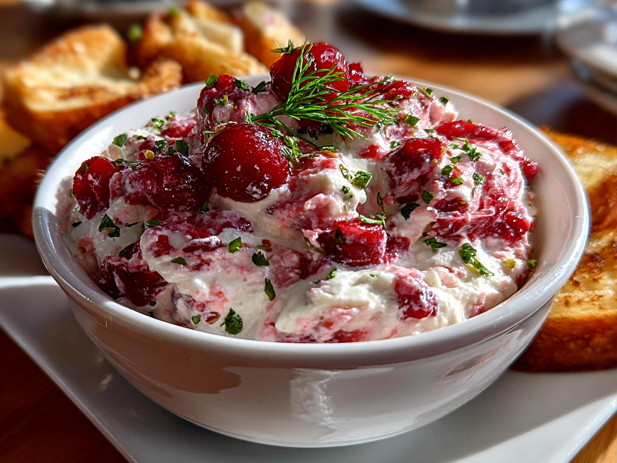 Freshly prepared Cranberry Jalapeno Dip close-up