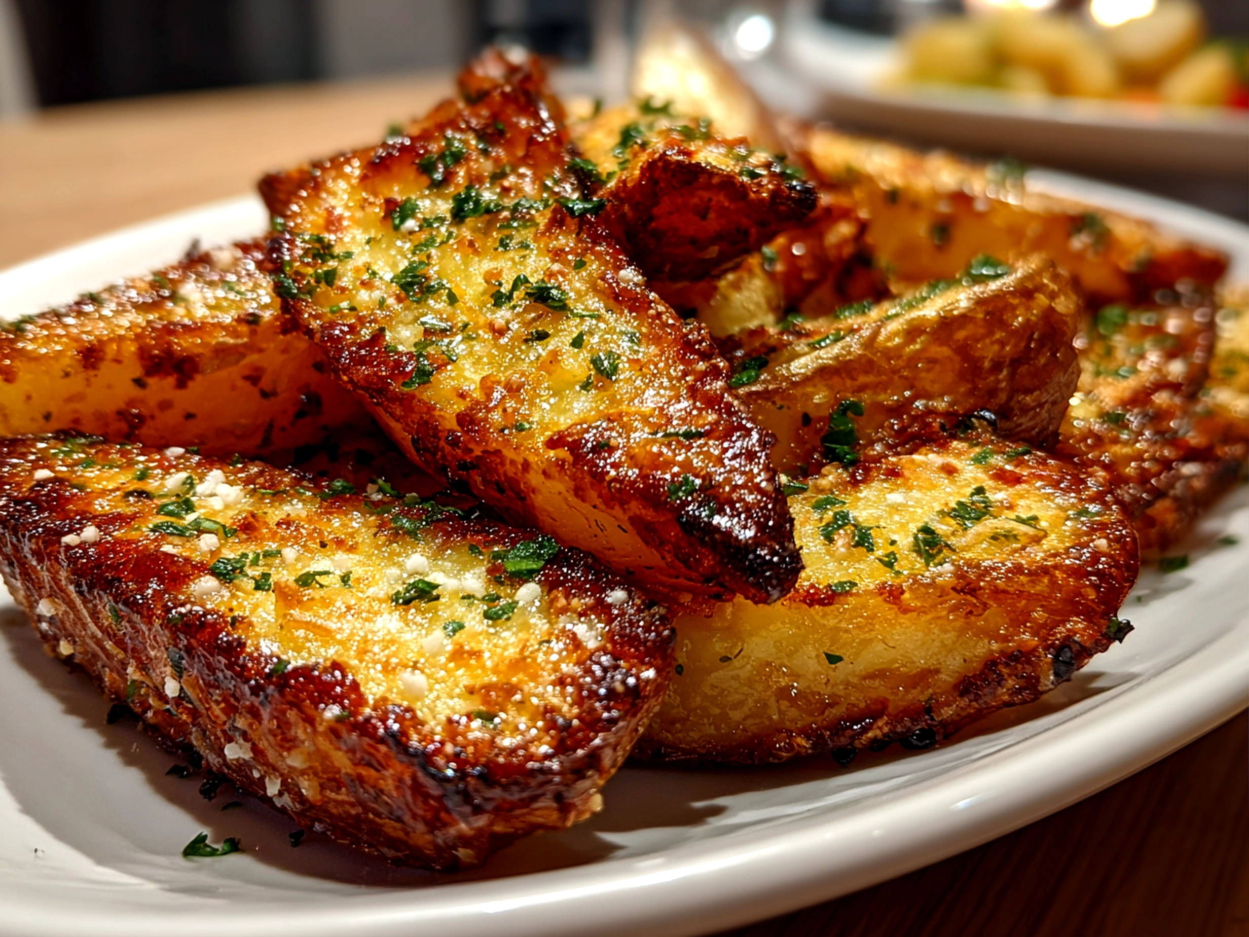 Freshly prepared Garlic Parmesan Potato Wedges