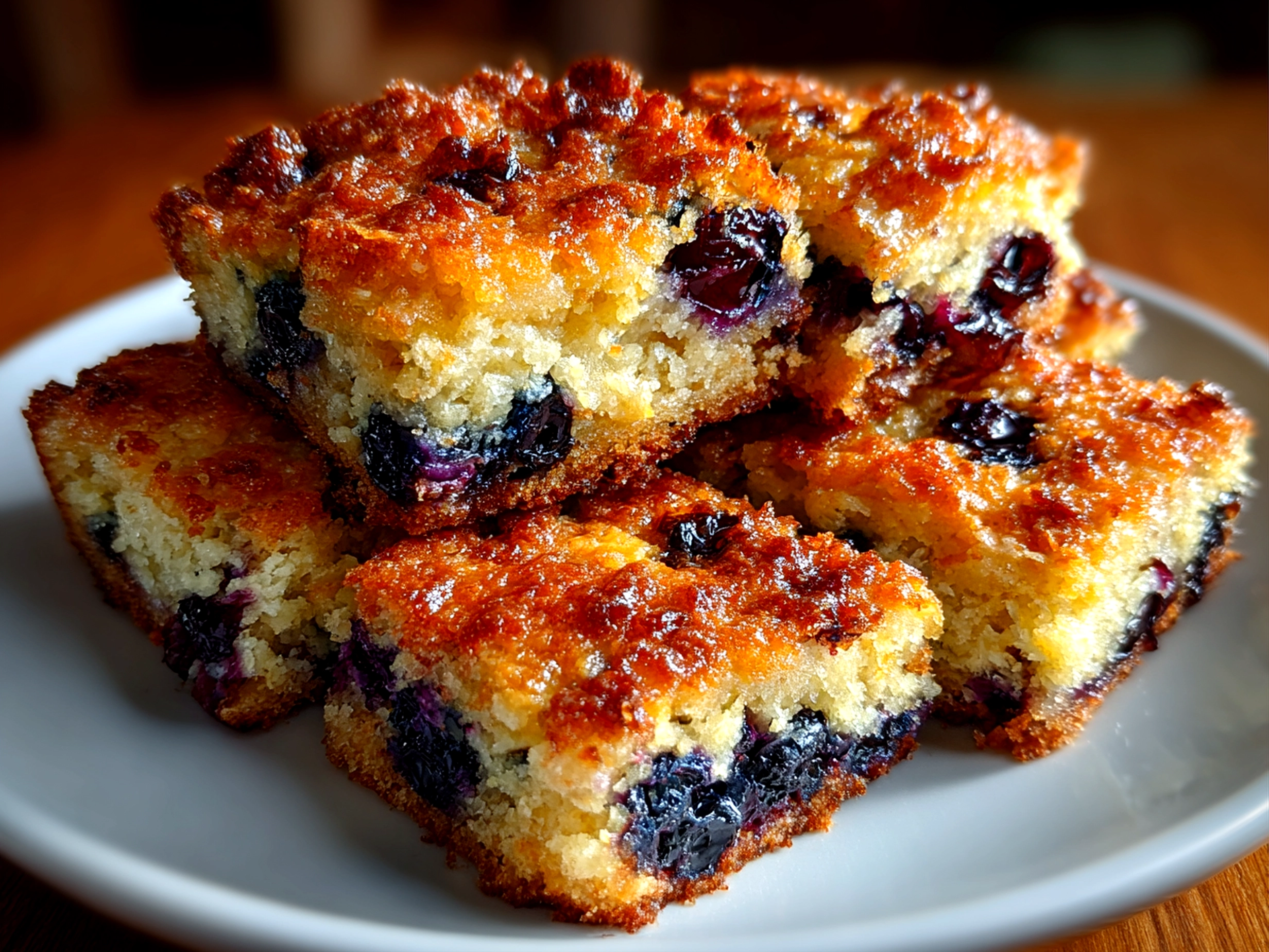 Freshly prepared sourdough blueberry breakfast bars