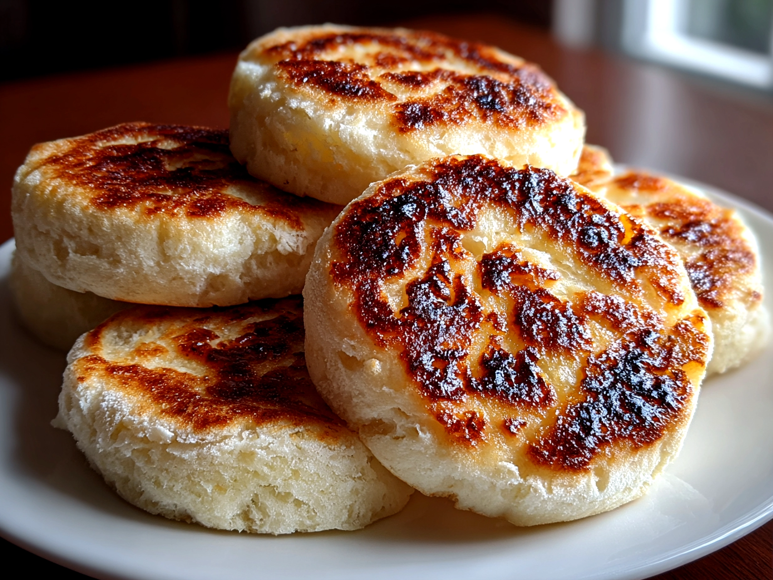 Freshly prepared Sourdough Discard English Muffins