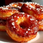 Home-cook, taken with iPhone 14. Close-up slight angle of delicious sourdough discard sugar donuts on white plate. Mouthwatering --ar 4:3 --style raw --s 250