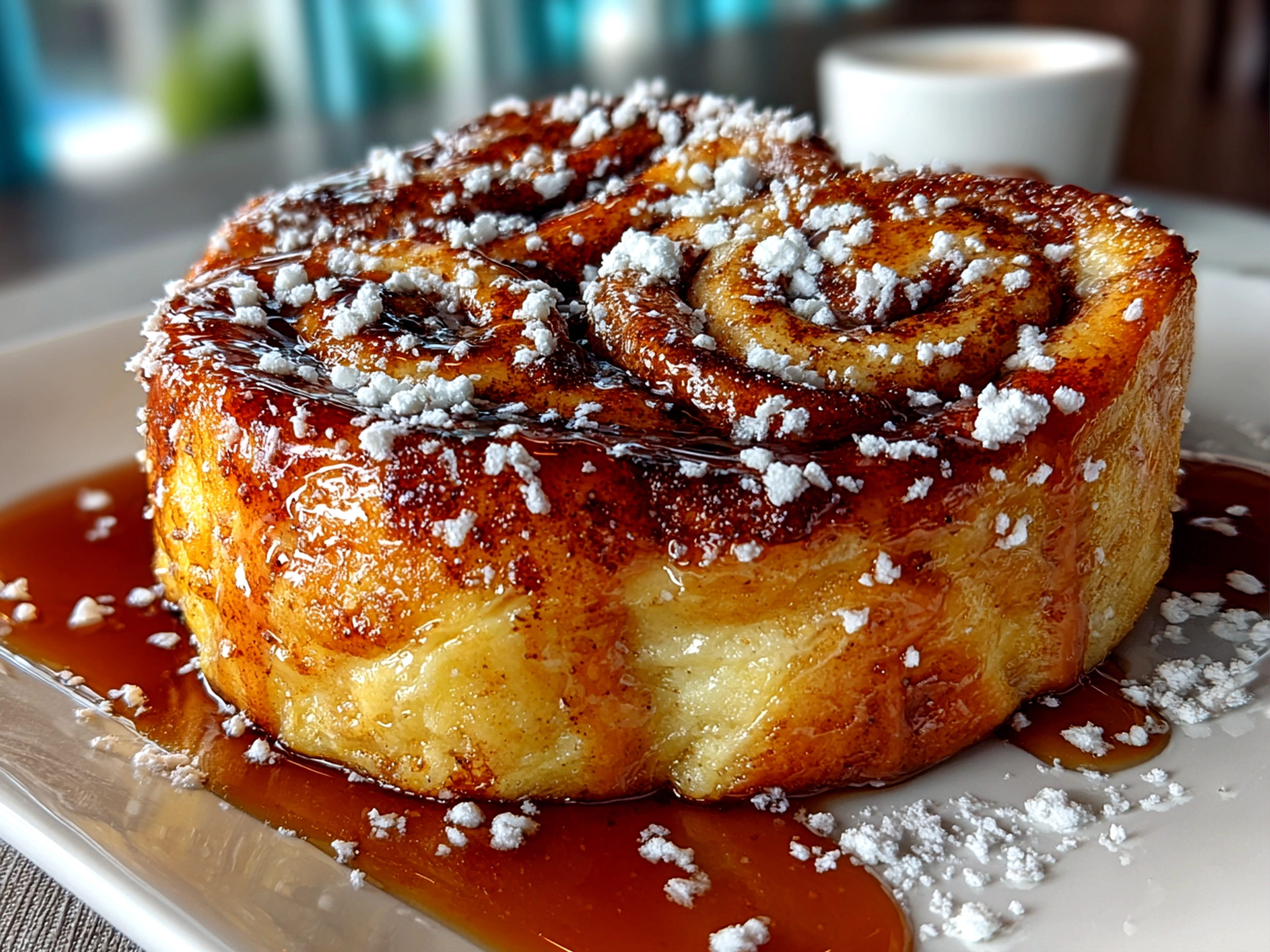 Homemade Cinnamon Roll French Toast Close-Up