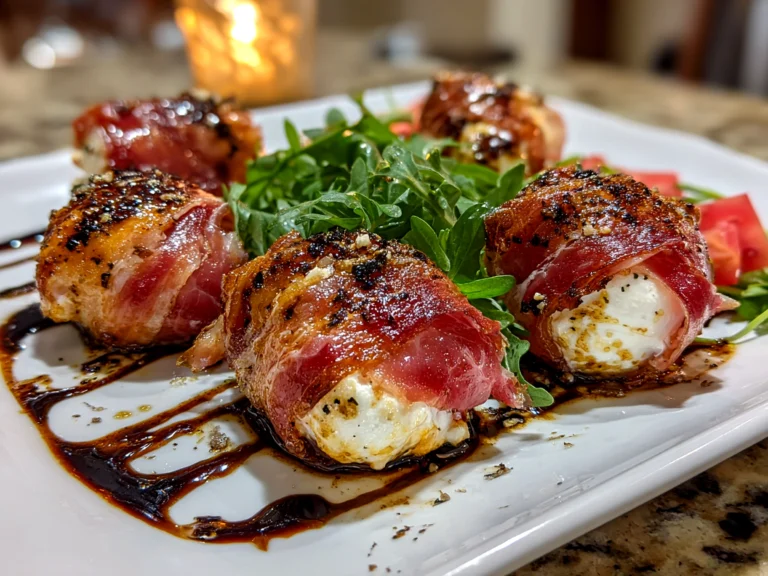 Homemade Prosciutto Wrapped Mozzarella Bites presentation