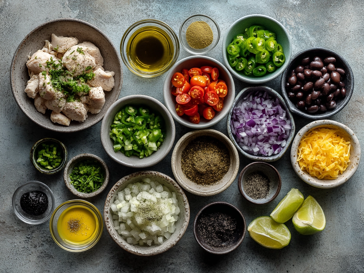 Ingredients for One Pot Low Carb Chicken Enchilada Skillet