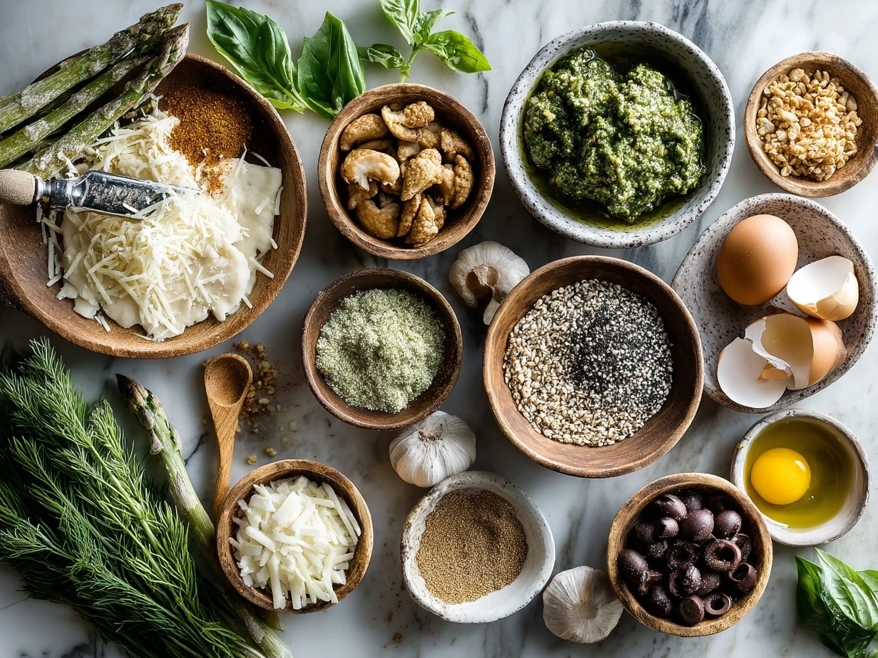 Ingredients for Pesto Chicken Flatbread including flatbreads, chicken, pesto sauce, mozzarella, tomatoes, Parmesan cheese, olive oil, and fresh basil leaves