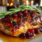 Satisfying one-pan cranberry rosemary chicken plated