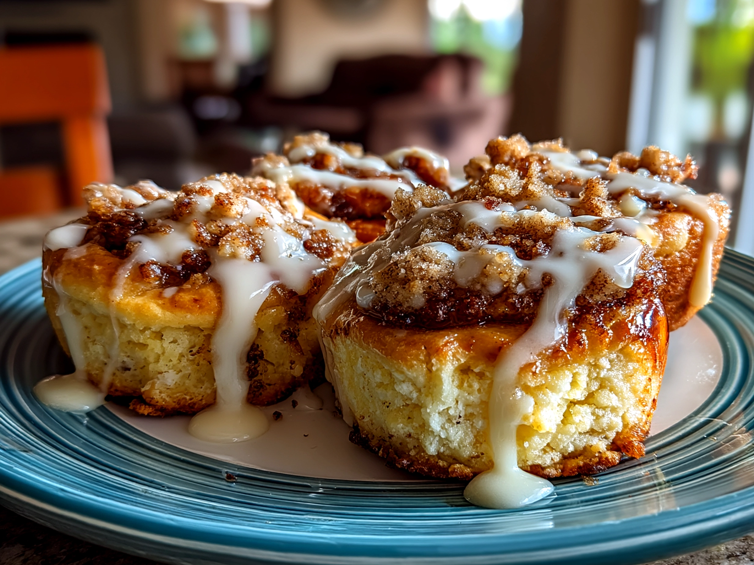 Close-up of finished Cinnamon Roll Cheesecake Cookies