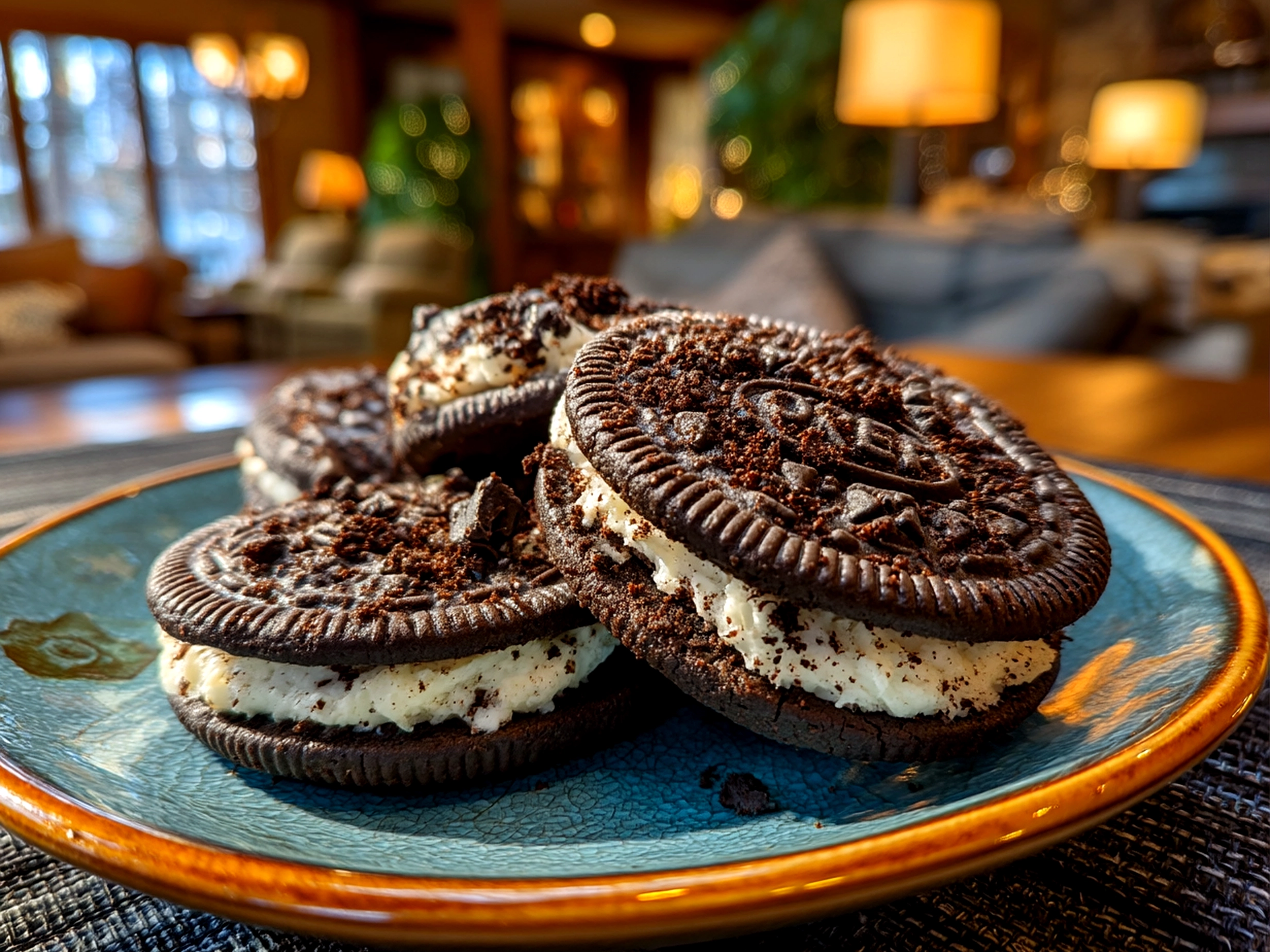 Slight angle close up of finished comforting OREO Basketball cookies