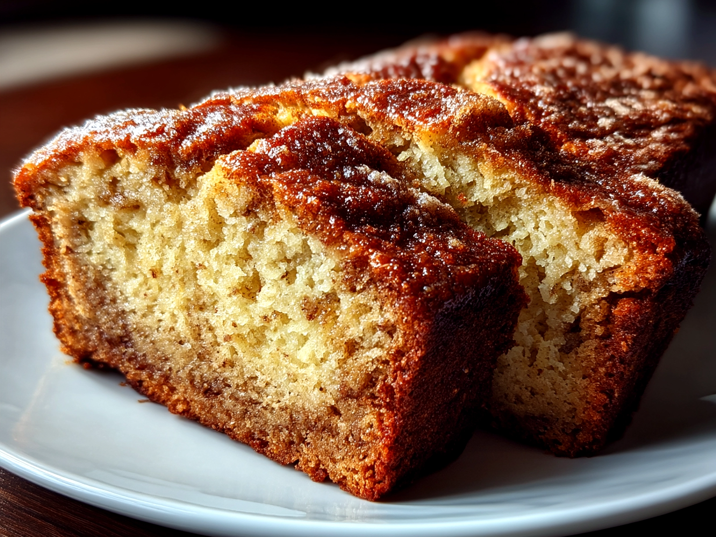 Freshly baked Snickerdoodle Banana Bread sliced and ready to serve