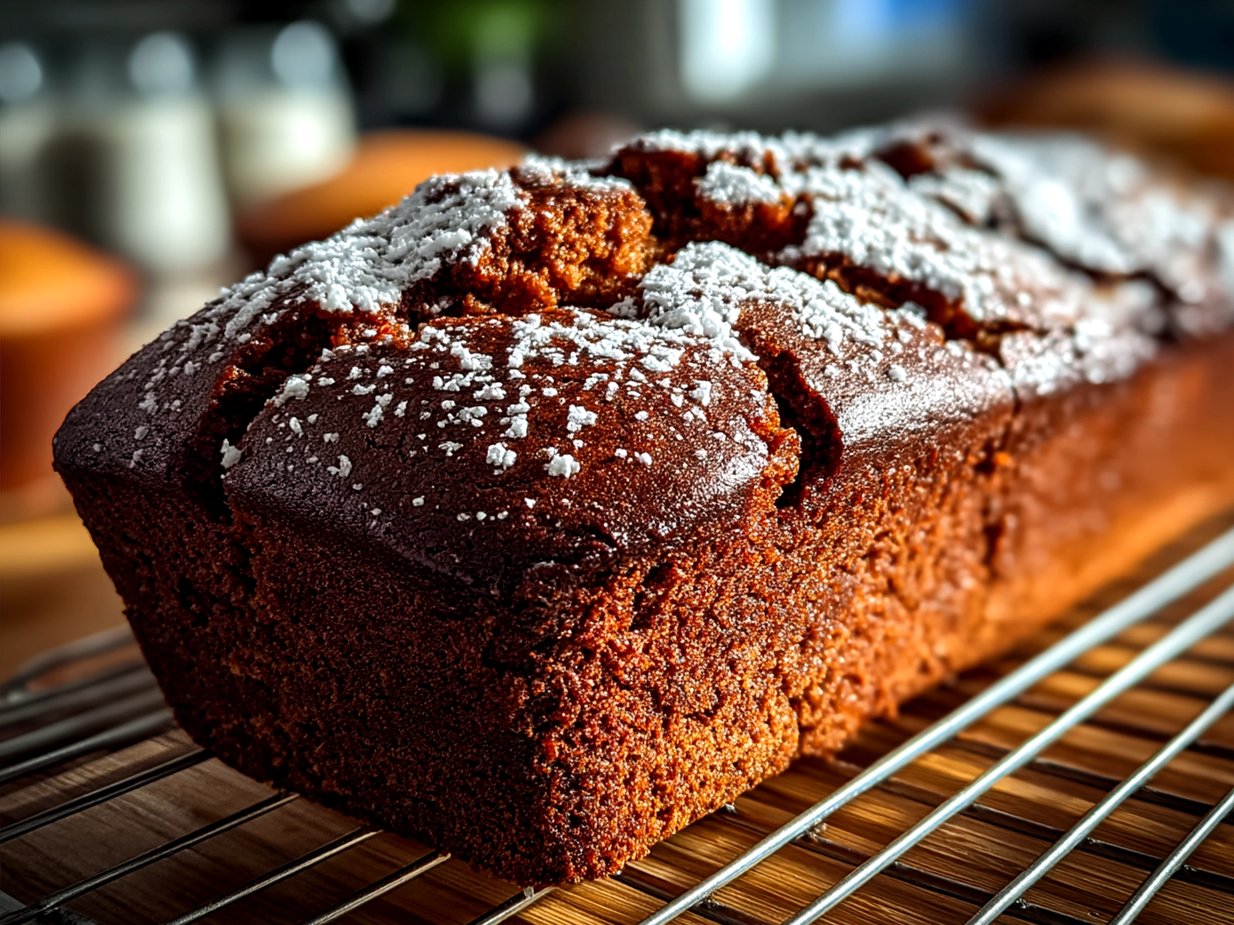 Freshly baked Sour Cream Chocolate Loaf Cake slice served