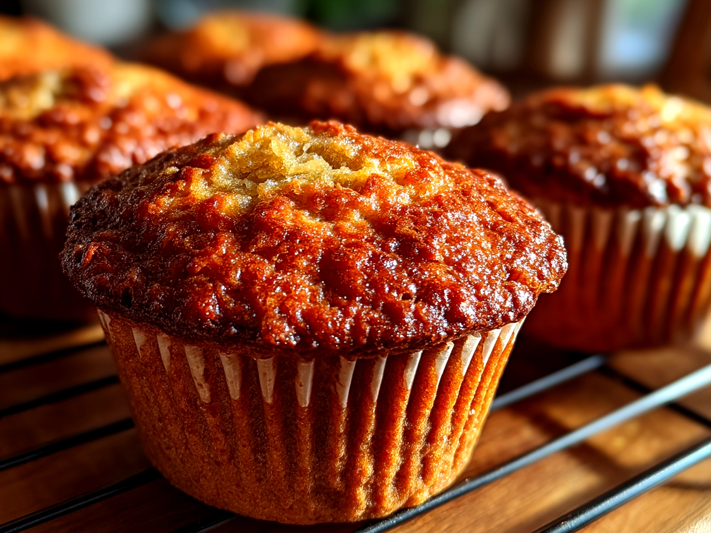 Freshly baked Sourdough Discard Banana Muffins ready to serve