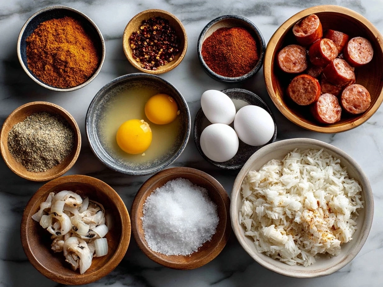 Ingredients for Spicy Jambalaya Soup with Andouille Sausage Chicken