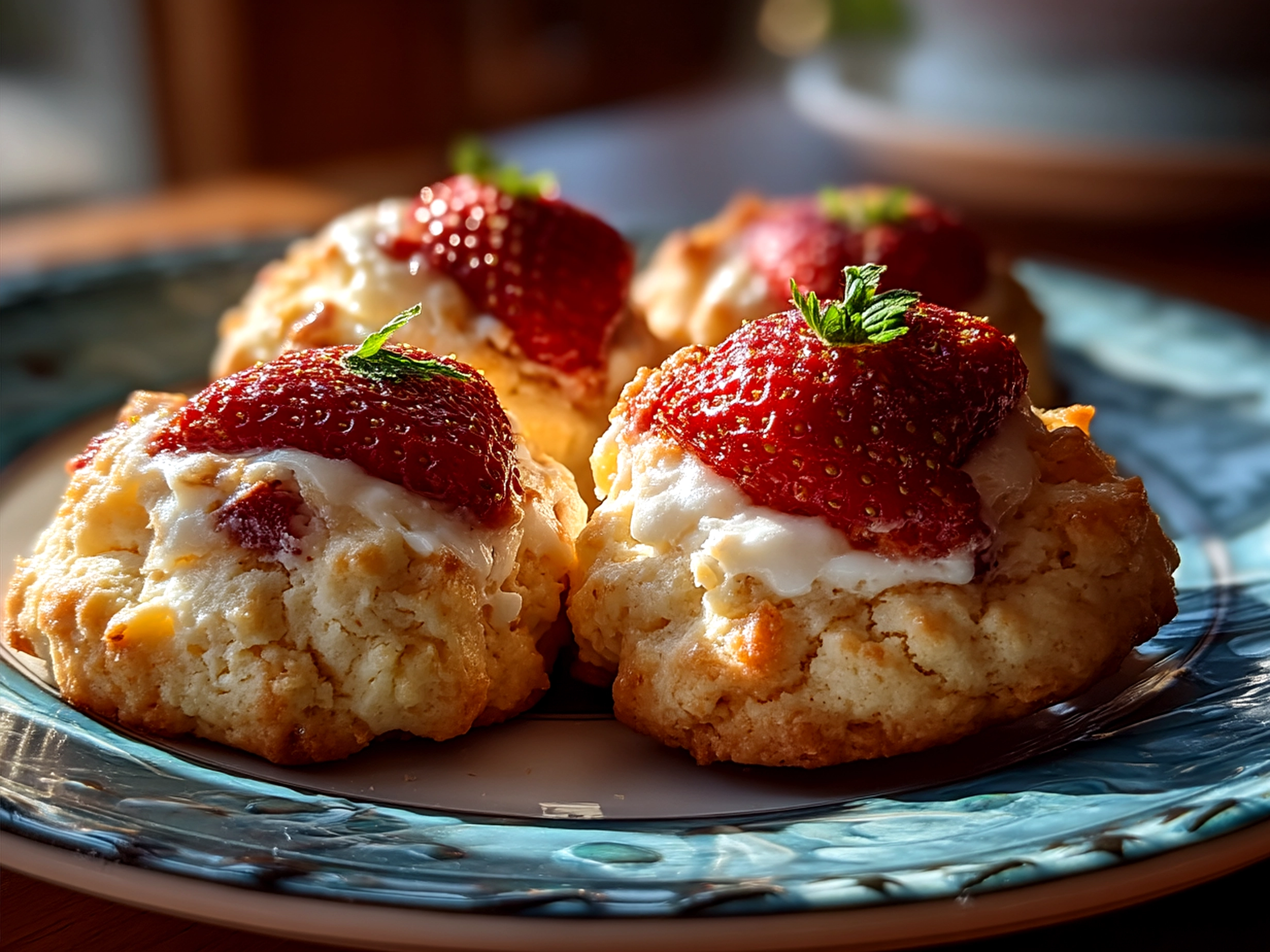 Plated soft Strawberry Cheesecake Cookies ready to serve