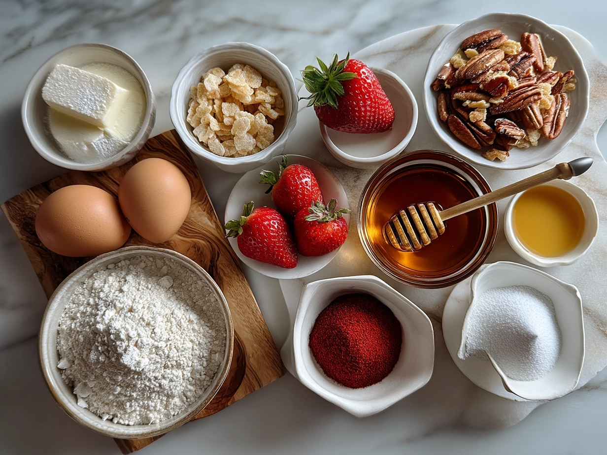 Ingredients for making Strawberry Crunch Cookies