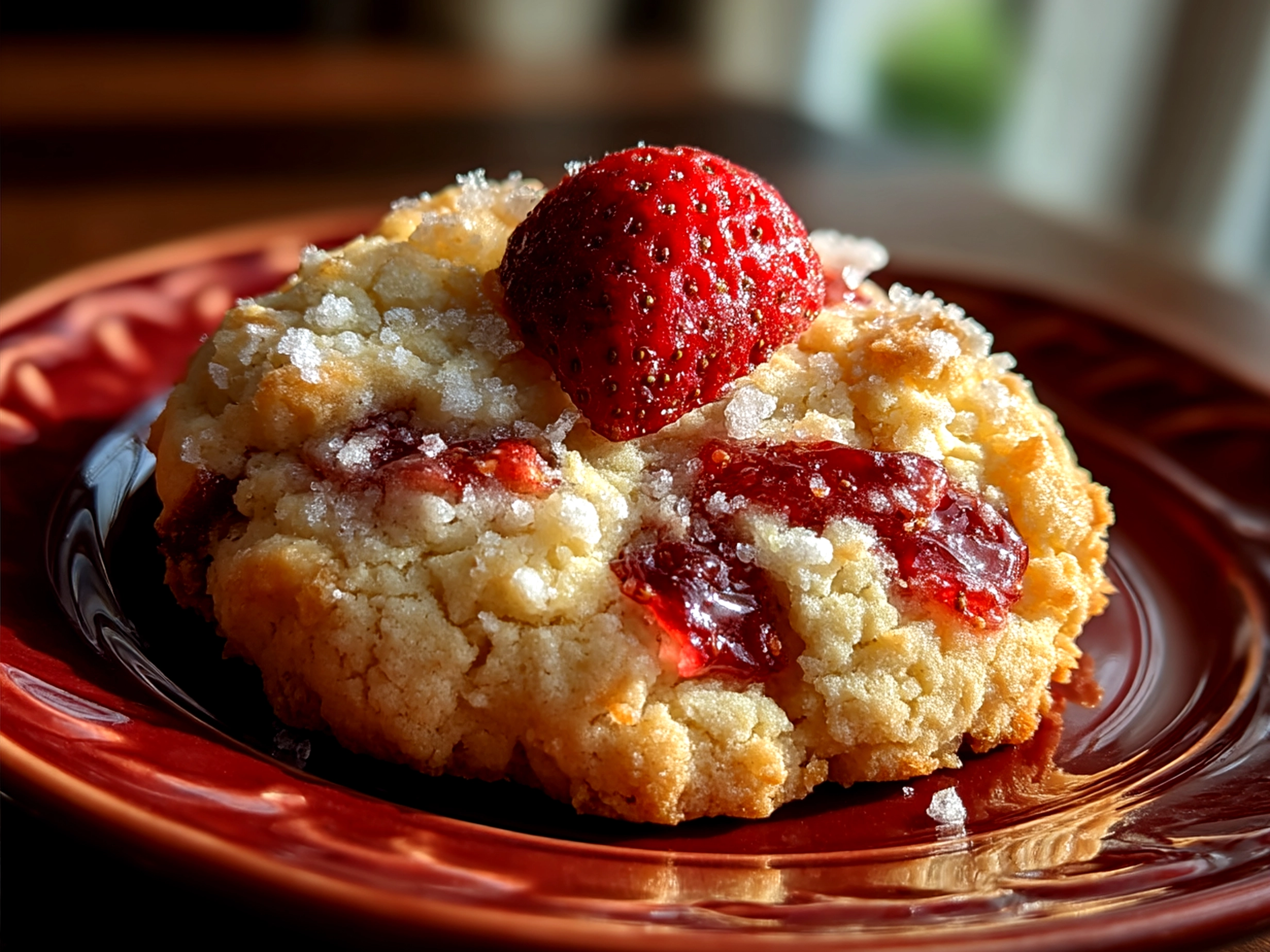 Strawberry Lemonade Cookies served attractively with fresh strawberries and lemon