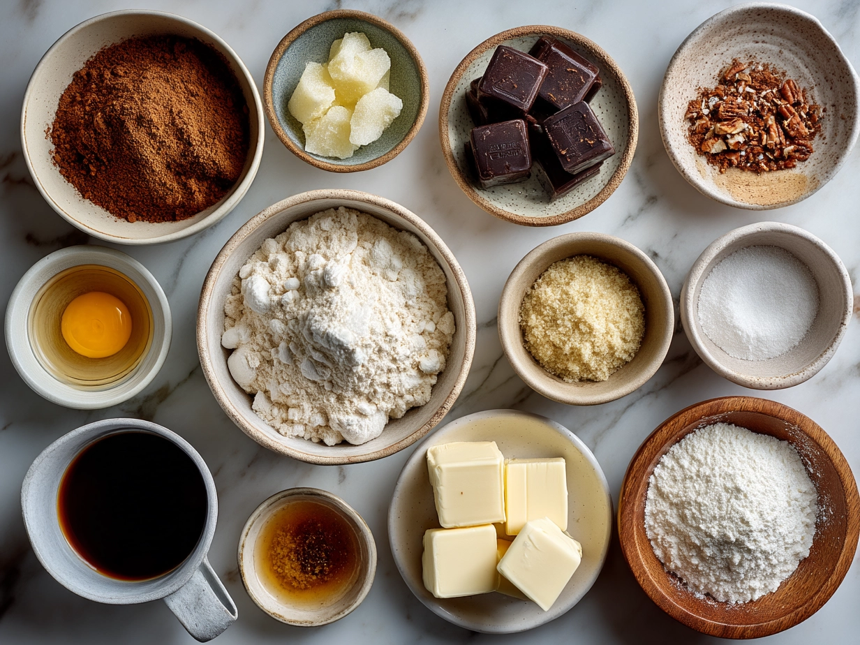 Ingredients for Toffee Apple Pie with Creamy Custard laid out including apples, butter, sugar, and spices